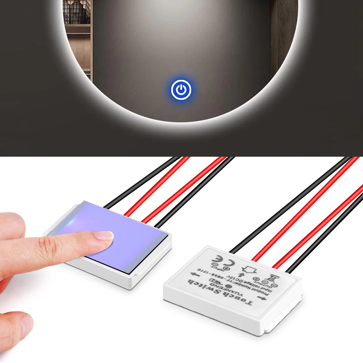 12V 5A LED Dimmer Schalter Kapazitive CCT Einstellbare Touch Sensor Schalter Für Badezimmer Spiegel Licht Hintergrundbeleuchtung Dekoration Image