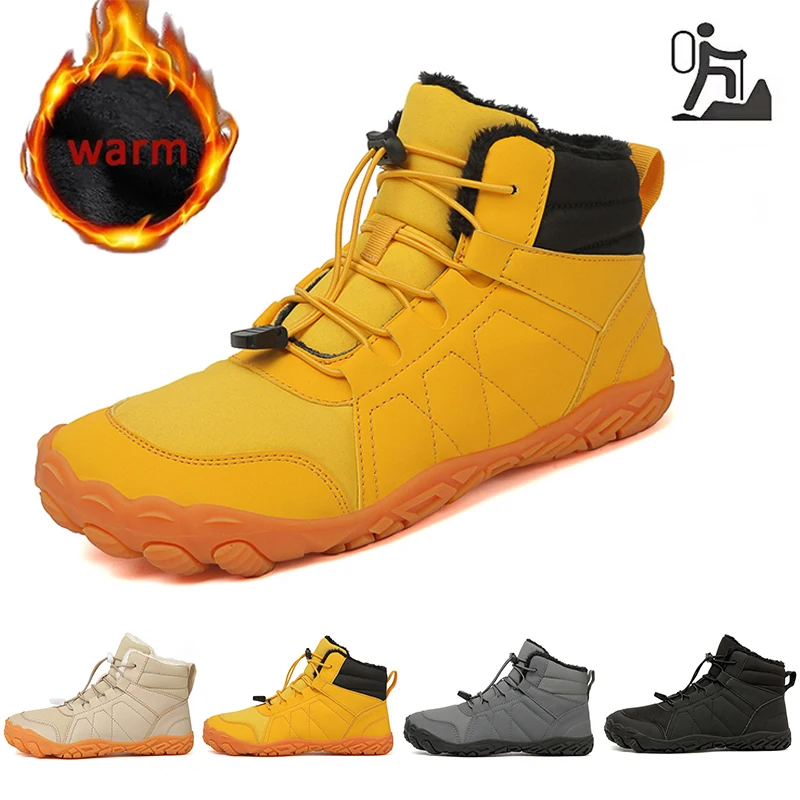 Neue Wasserdichte Winter Stiefel Für Unisex Schnee Barfuß Casual Schuhe Outdoor Arbeit Schuhe Warme Pelz Männer Ankle Schuhe Männlichen Schnee Stiefel