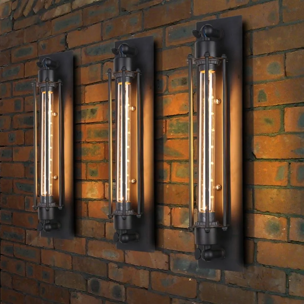 Industrielle Metallrohr Retro Wandleuchte Schwarze Deckenleuchte Vintage Lampe Wandleuchte 45CM Flöte Kunst Beleuchtung Home Decor Wandleuchte