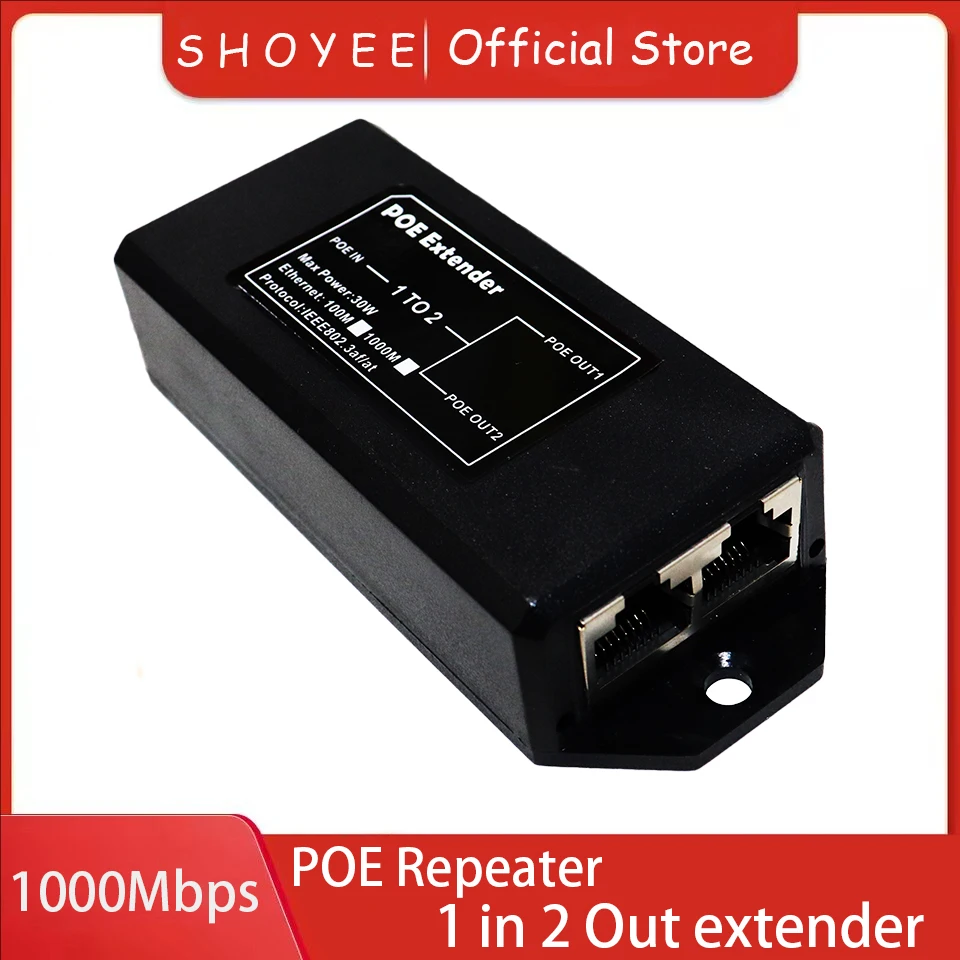 Neuer 2-Port-Gigabit-POE-Extender 100/1000 Mbit/s – IEEE 802.3af/at PoE-Repeater für IP-Kamera/NVR/AP, 100 m Range Extender Image
