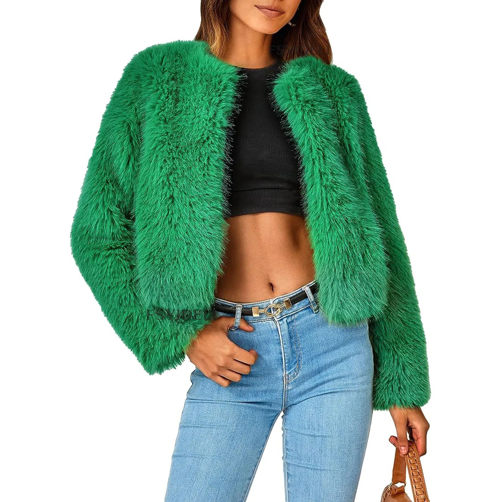 Faux Pelz Zipper Jacke Frauen 2023 Mantel Langarm Herbst Winter Mäntel Grün Lose Beiläufige Mama Mäntel Y2k Jacken Streetwear