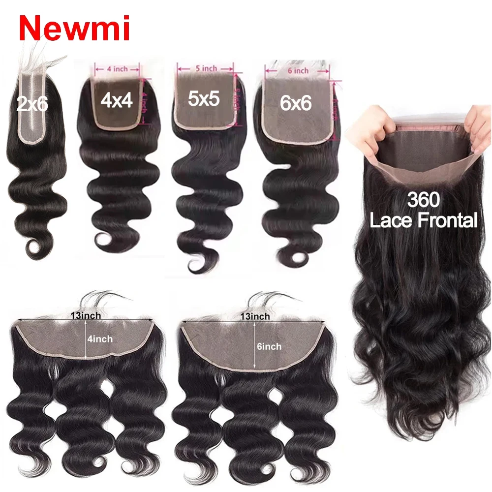 Body Wave 13x4 13x6 Lace Frontal Nur 2x6 4x4 5x5 6x6 Lace Closure Transparente Schweizer Spitze Brasilianisches 100% Echthaar Image
