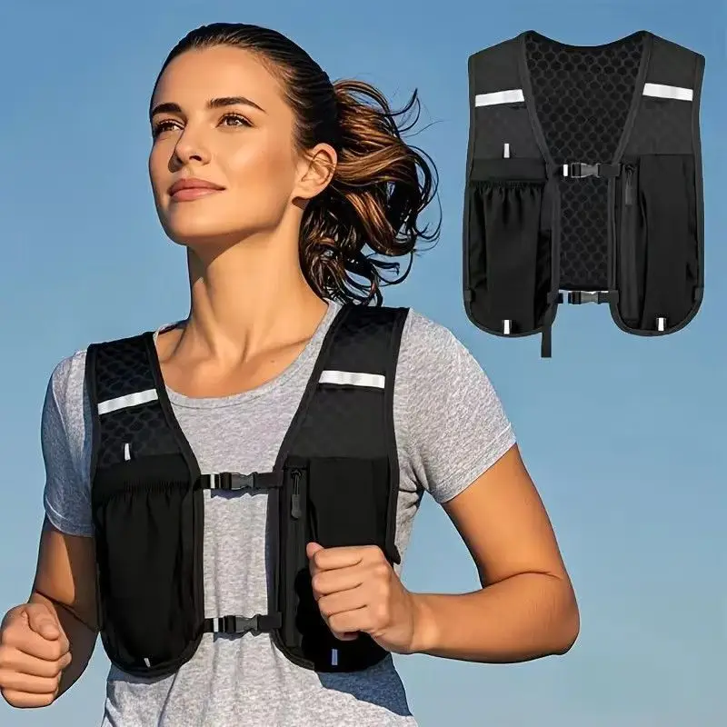 Laufweste für Damen und Herren, Verstellbarer Brustgurt, Leichte Reflektierende Hydrationsweste für Marathon Image