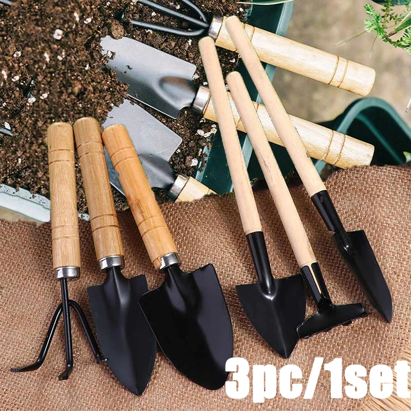 3 Teil/satz Mini Garten Werkzeug Set Garten Indoor Kleine Pflanzen Garten Werkzeuge Mit Griffen Schaufel Rechen Tragbare Hand Pflanzung Werkzeuge