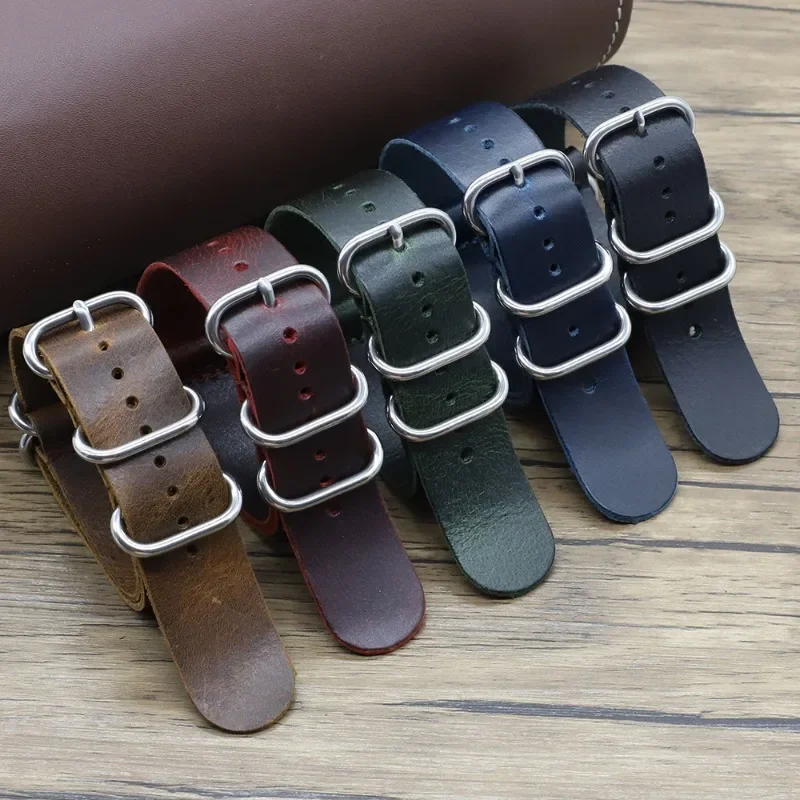 Vintage-Uhrenarmbänder aus echtem Leder, 18 mm, 20 mm, 22 mm, braun, handgefertigt, Kuh-Uhrenarmband, Ersatz für Herren und Damen, Uhrenzubehör