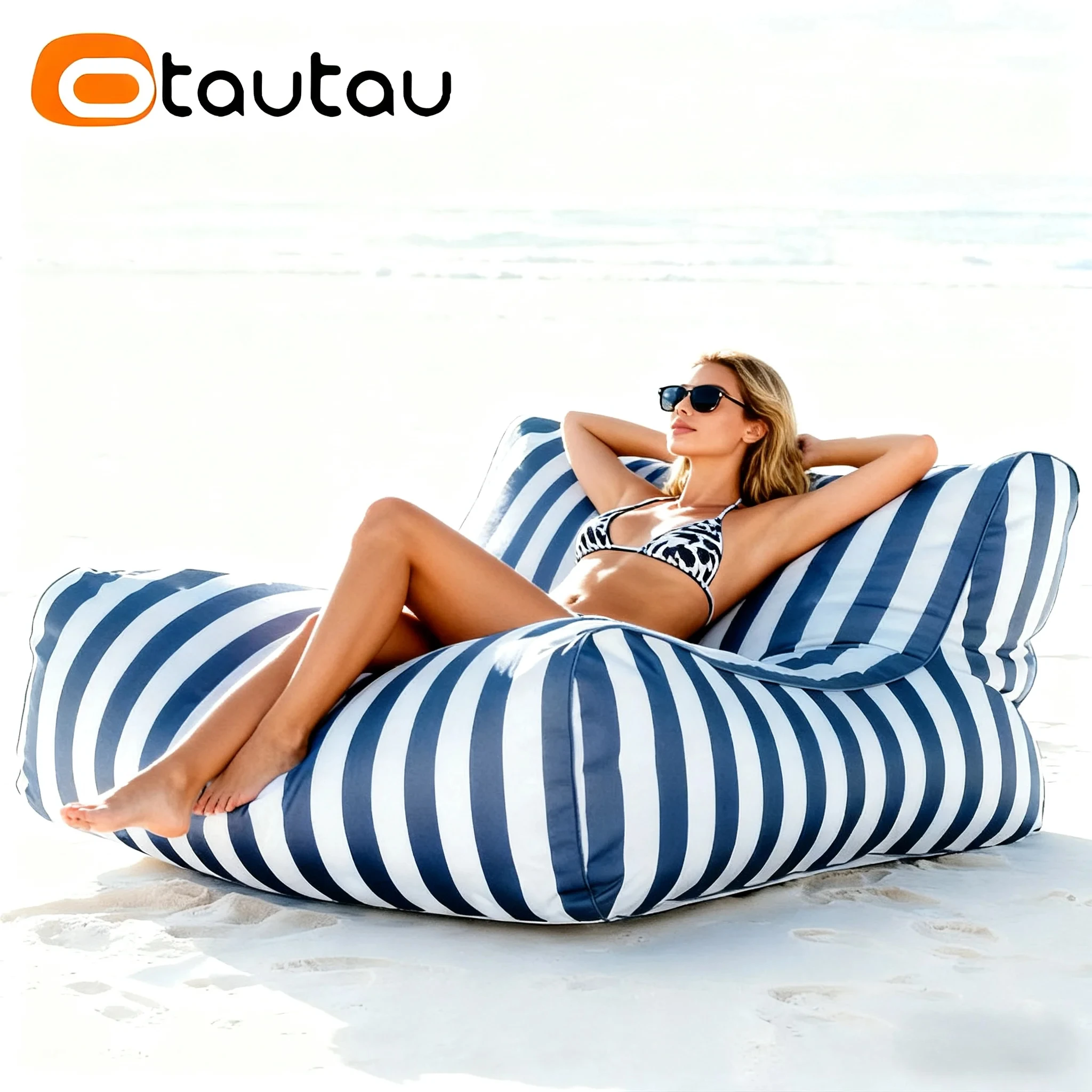 Otautau Outdoor Streifen Sitzsack Hocker Abdeckung kein Füller Schwimmbad schwimmendes Schlafs ofa Strand garten Chaiselongue Puff Salon sf080