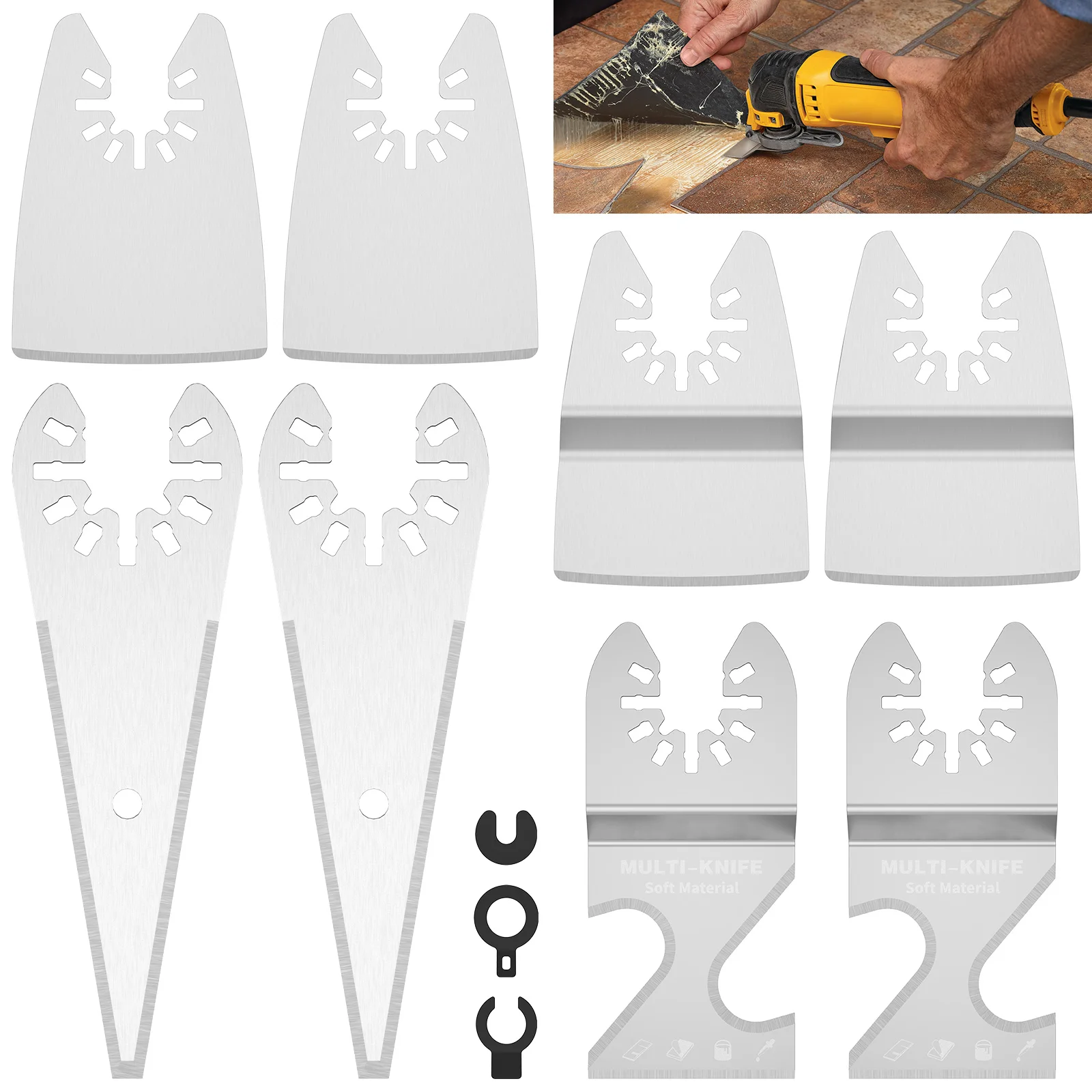 8-teiliges Oszillierendes Werkzeug-Set mit Schaberklingen, Universelle Rotationswerkzeug-Zubehörteile für Farb- und Klebstoffentfernung Image