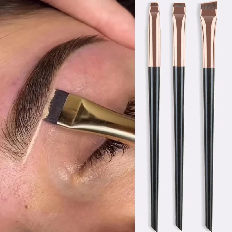 3 teile/satz Klinge Eyeliner Pinsel Augenbraue Pinsel Tragbare Flache Feine Eye Liner Stirn Kontur Make-Up Pinsel Make-Up-Tool Image