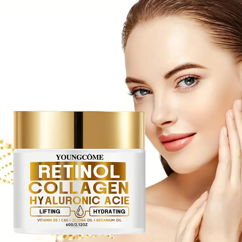 Retinol-Gesichtscreme, feuchtigkeitsspendender Faltenentferner, Kollagen, Hyaluronsäure, Cremes, Hautpflege, Kosmetik für Damen und Herren Image