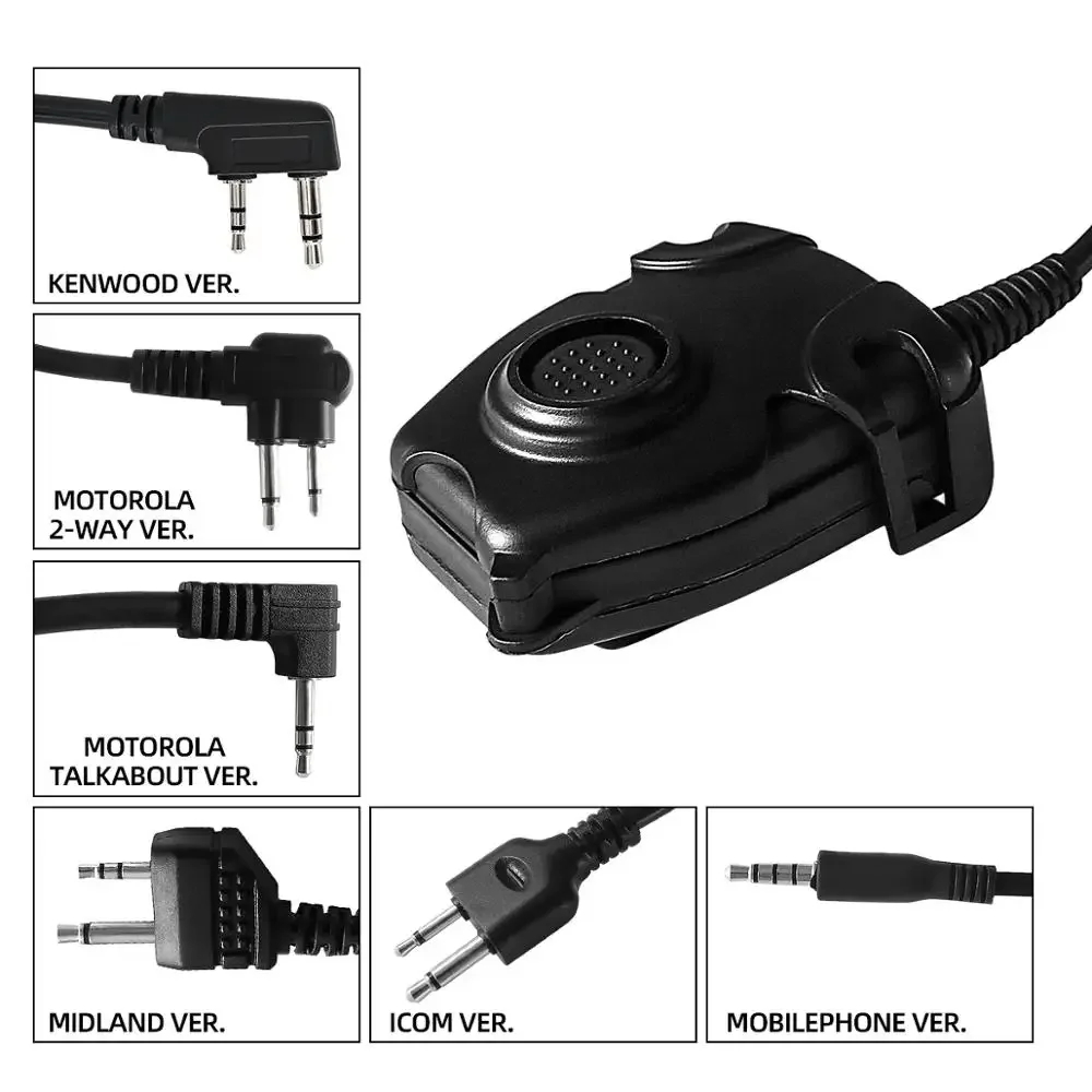 Taktischer Kopfhörer U94 PTT Push To Talk Headset-Adapter für Kenwod /Motorala 2-Wege/Motorol/ICM/Midland/Telefon