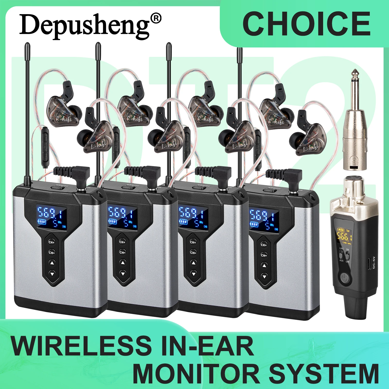 Stereo-UHF-In-Ear-Überwachungs-Funksystem DT1/2/4 Sender und Empfänger des Live-Musik-Bühnen-Performance-Studios Image