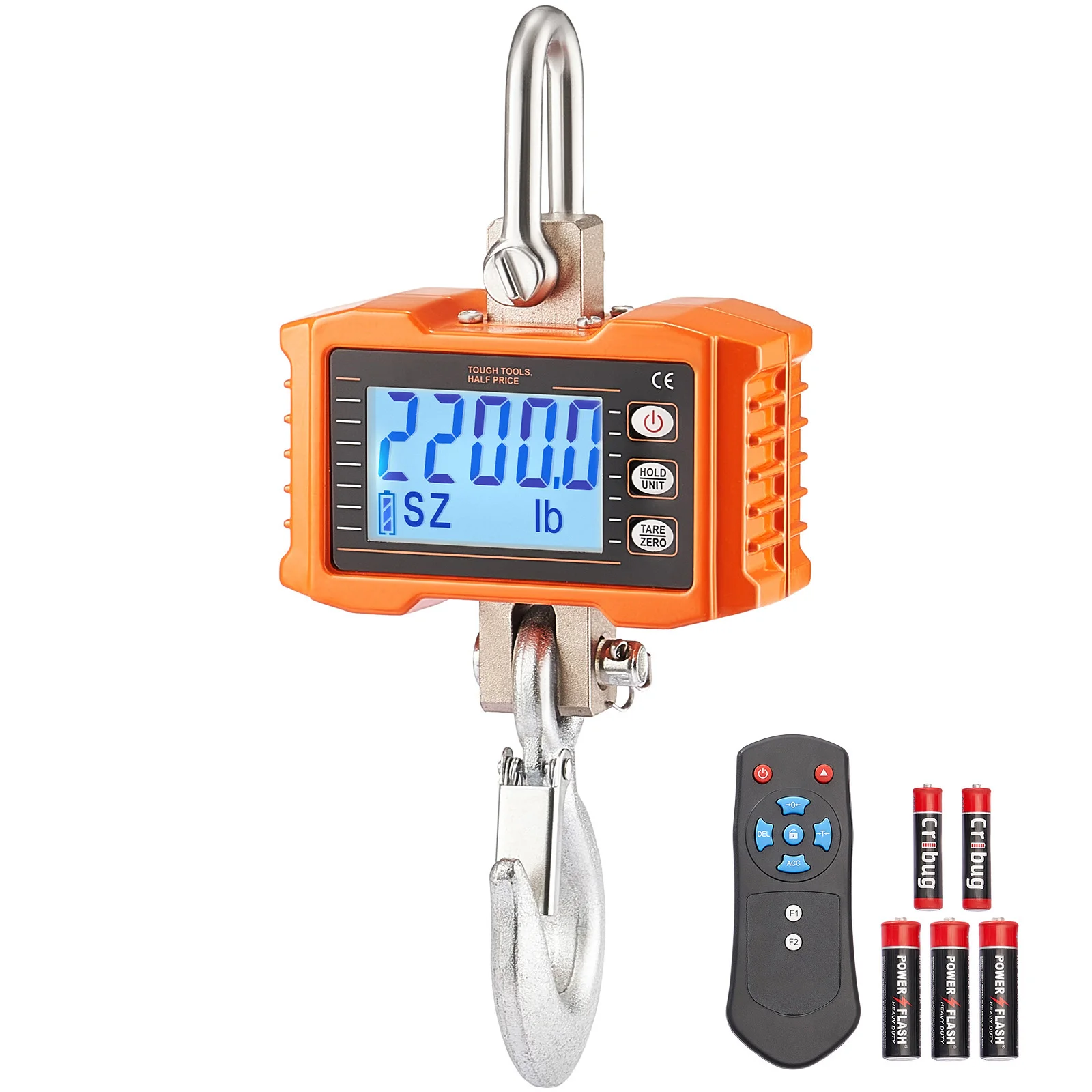 SucceBuy 1000kg/2000kg Digitale Hängewaage Tragbar mit Fernbedienung Fabrik-Kranwaage LCD-Hintergrundbeleuchtung Industriewaagen Image