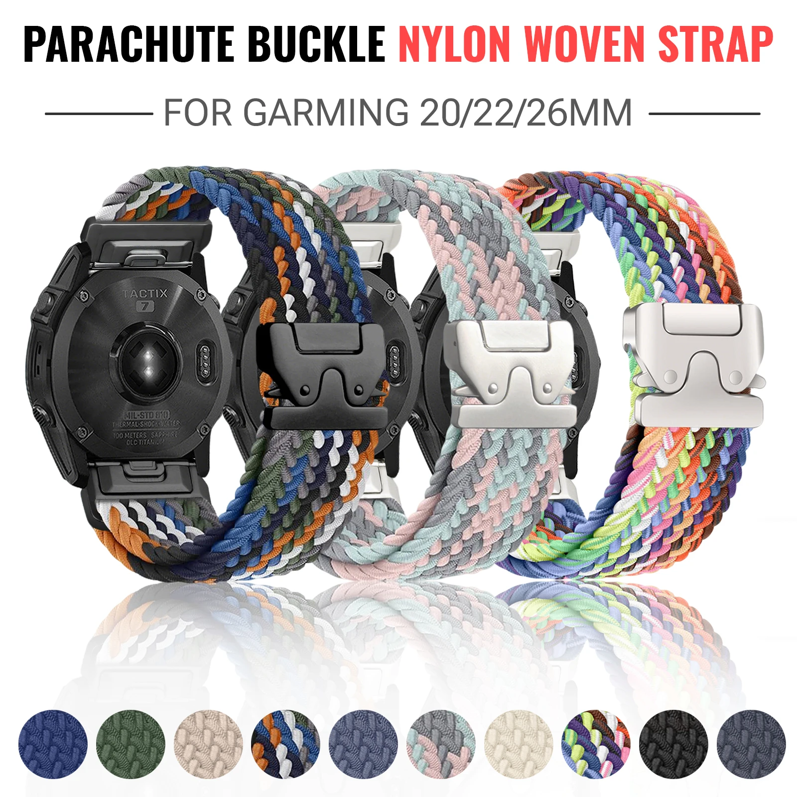 Dehnbares Nylon QuickFit Uhrenarmband 20/22/26mm für Garmin Fenix 8/7/6/5 Forerunner 965/955/945 Instinct Tactix Elastisches Uhrenarmband Image