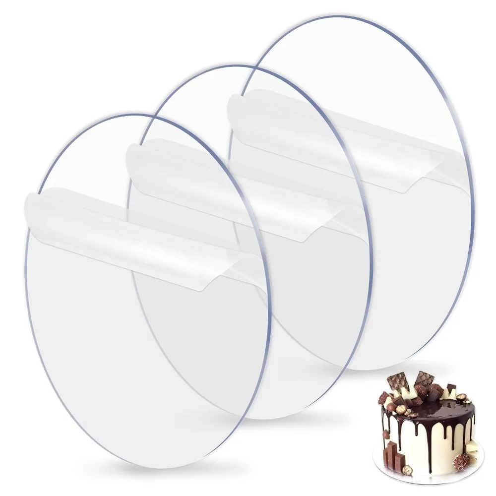 2-teilige Acryl-Kuchenformen, rund, alles Gute zum Geburtstag, Kuchenbretter, transparente Acryl-Dekorationen zum Backen von Kuchen, DIY, Desserts und Kunsthandwerk Image