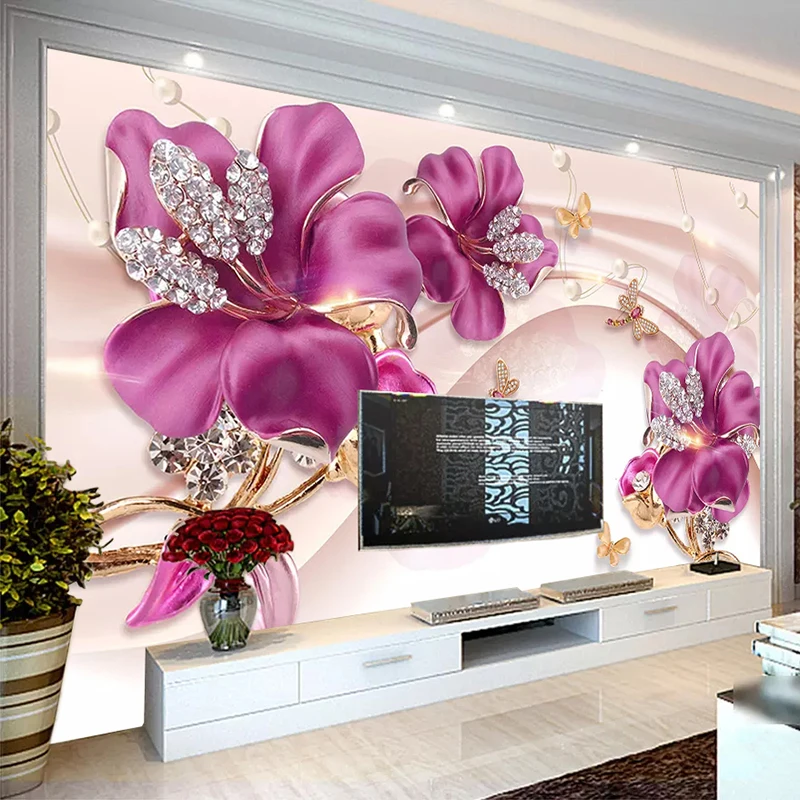 Nach Wandbild Wand Papier 3D Stereoskopischen Blume Schmuck Wohnzimmer TV Hintergrund Wand Dekorative Malerei Foto Tapete