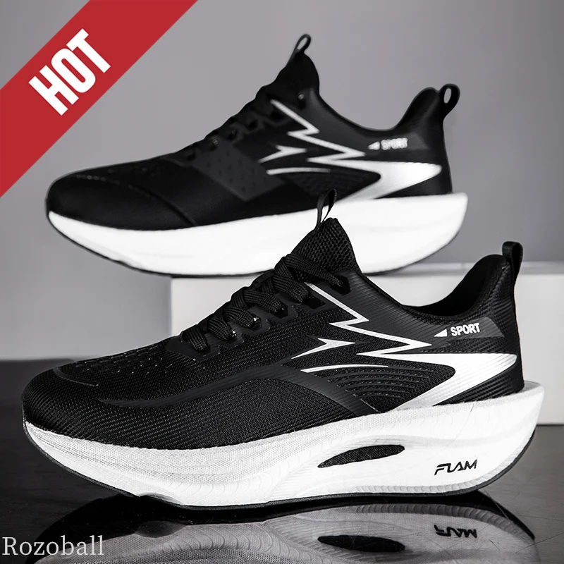 Laufschuhe mit Carbonplatte und Luftpolster für Marathon, Atmungsaktive Leichtgewicht-Sportschuhe für Männer und Frauen, Bequeme Athletische Outdoor-Sneaker