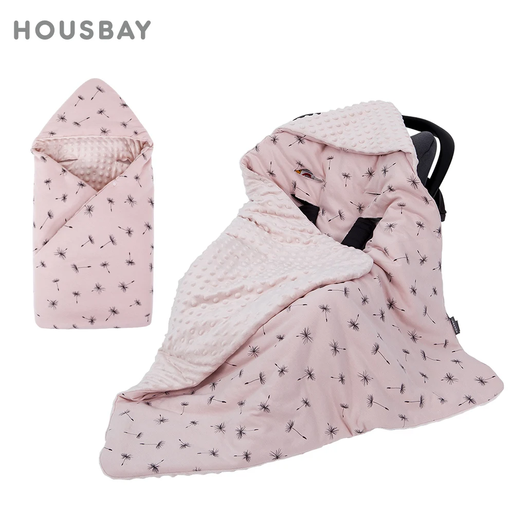 Babydecke für Neugeborene mit Kapuze, winddicht, draußen gehen, warm, tragbar, Wickeltuch im Korb, Baby-Auto-Sicherheitssitze für 0–3 Monate Image