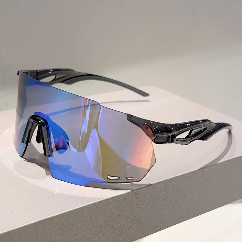 KAMMPT Randlose übergroße Schutzbrille für Herren, 2025, neue umwickelte runde Spiegel-Sport-Sonnenbrille, trendige Outdoor-Radsport-Schutzbrille