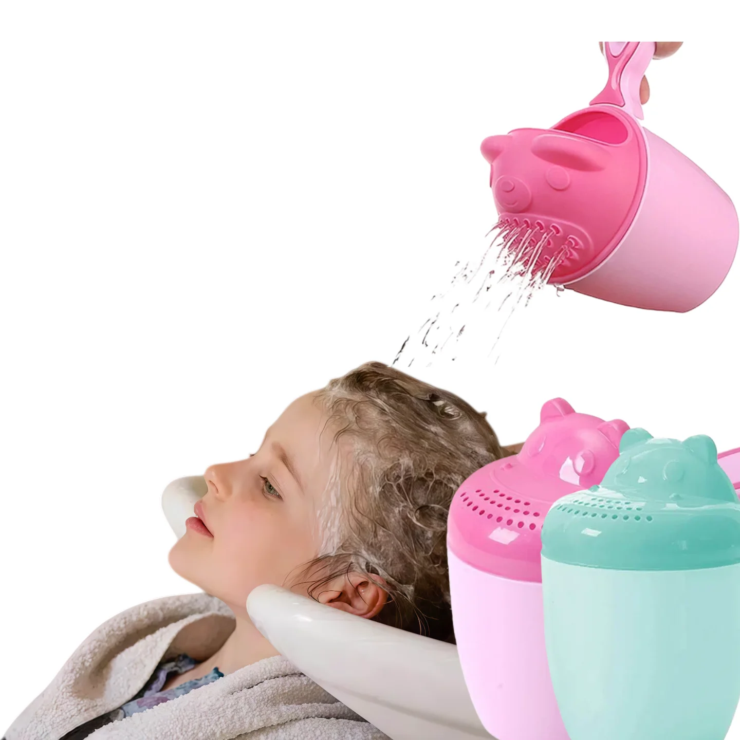 Baby-Shampoo-Becher, Baby-Badeeimer, Kinder-Badeschaufel, Kinder-Haarwaschbecher, Baby-Badeset, Niedlicher Cartoon-Badespaß-Eimer