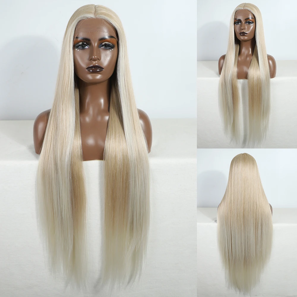 Synthetische Lace-Front-Perücken für Frauen, 96,5 cm, gerade Perücke, Spitzenperücke, blond, braun, schwarz, Spitzenperücken, Cosplay, gerade Lace-Front-Perücke Image