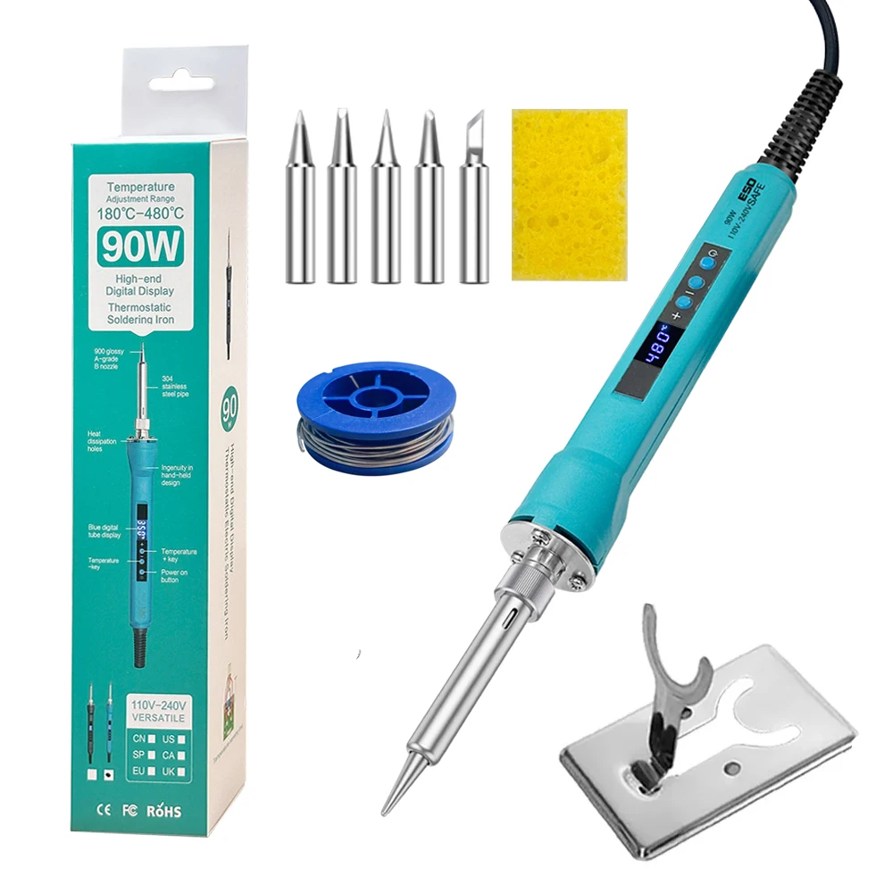 90/100 W Digitales Lötkolben-Set, Reparatur-Schweißwerkzeug-Set, Kalibrierungstemperatur einstellbar, 180–520–600 °C Image
