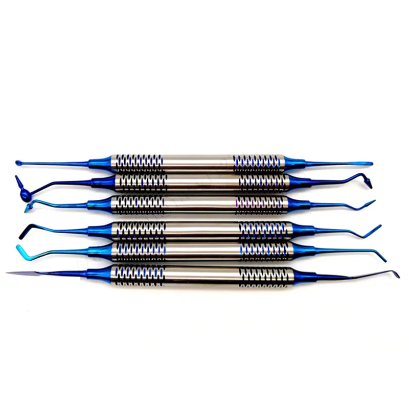 6 teile/satz Dental Verbund Harz Füllung Spachtel Titan Überzogene Kopf Harz Füllstoff Dicken Griff Zahnmedizin Instrument Material Image