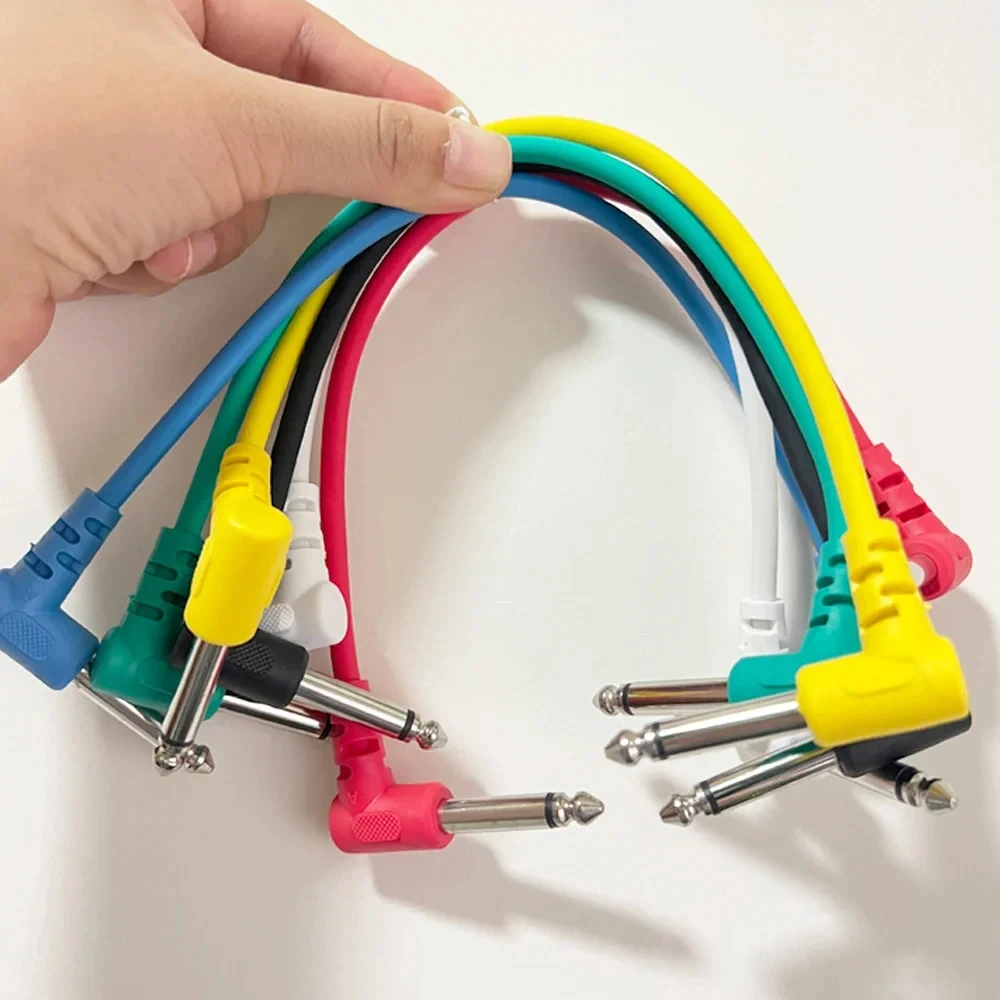 ​ ​ 6 Stück Gitarren-/Bass-Effektpedal-Patchkabel – TS 1/4 Zoll rechtwinklig abgeschirmte, geräuscharme Instrumentenkabel mit Beryllium-Kupferkern ​ ​ Image
