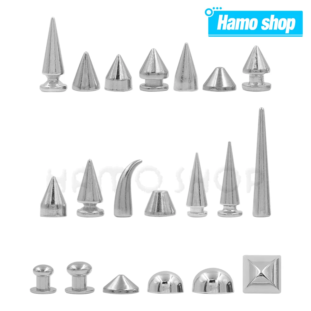 5-50 teile/satz Silber Nieten Kegel Nieten Kugel Spikes Nieten Metall Screwback Nieten Für Kleidung Schuhe Gürtel Taschen Hundehalsbänder handwerk