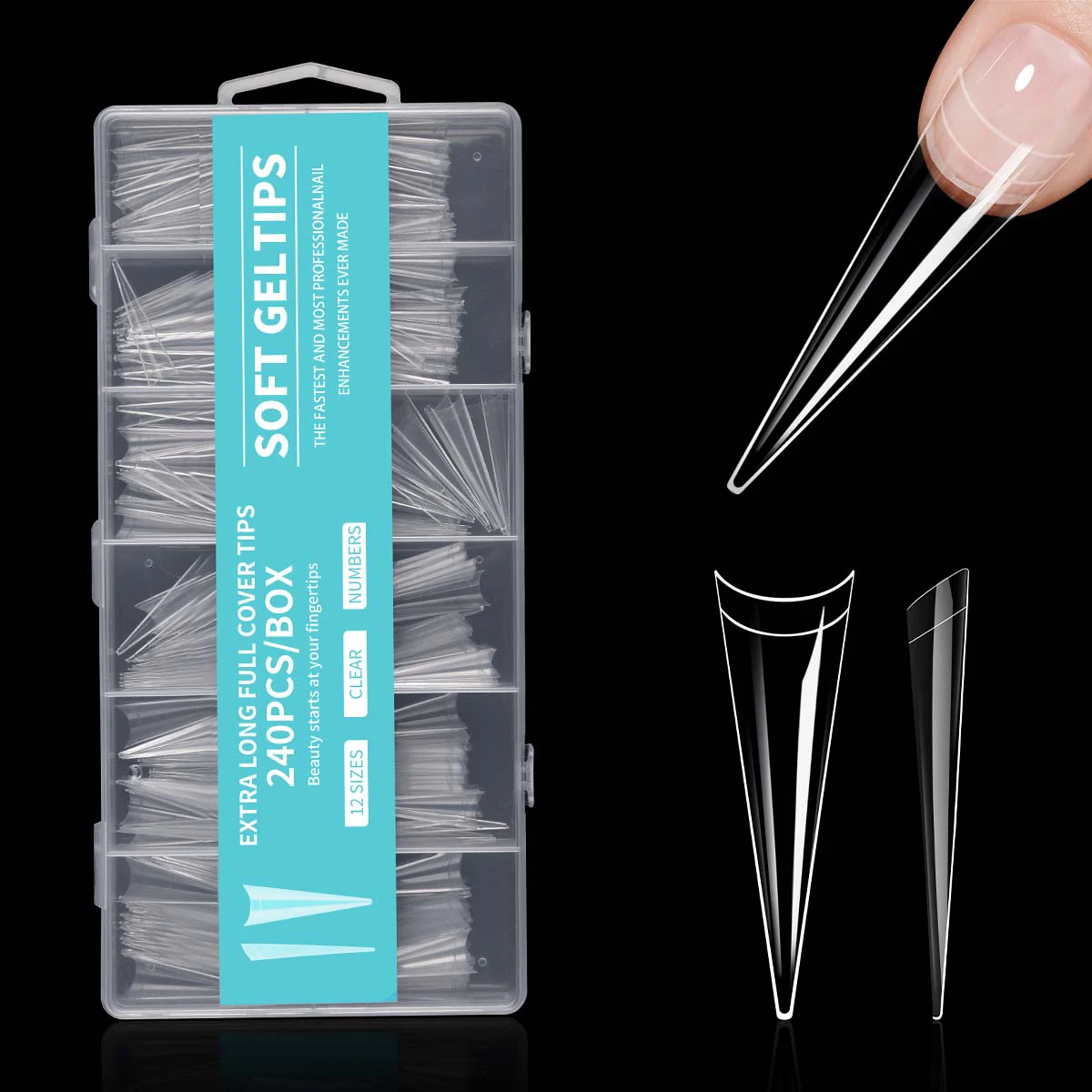 240 stücke XXL Stiletto Falsche Nägel Drücken Auf Acryl Nagel Französisch Halbe Abdeckung Gel Tipps Gefälschte Tipps Maniküre Liefert DIY verlängerung Werkzeuge Image