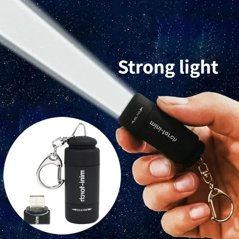 Taschen-Schlüsselanhänger-Taschenlampe, wasserdicht, für Outdoor, Wandern, Camping, Mini-Taschenlampe, wiederaufladbar, LED, multifunktional, starkes Licht Image