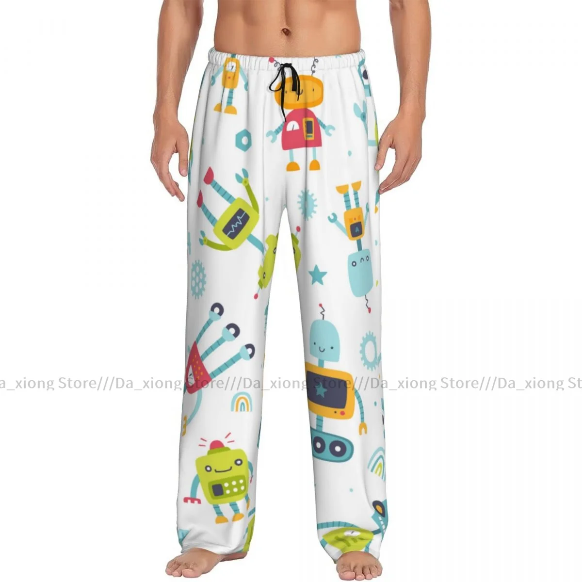 Herren Nachtwäsche lose Schlaf hose Pyjama niedlich verschiedene bunte Roboter lange Lounge Bottoms lässige Homewear Image