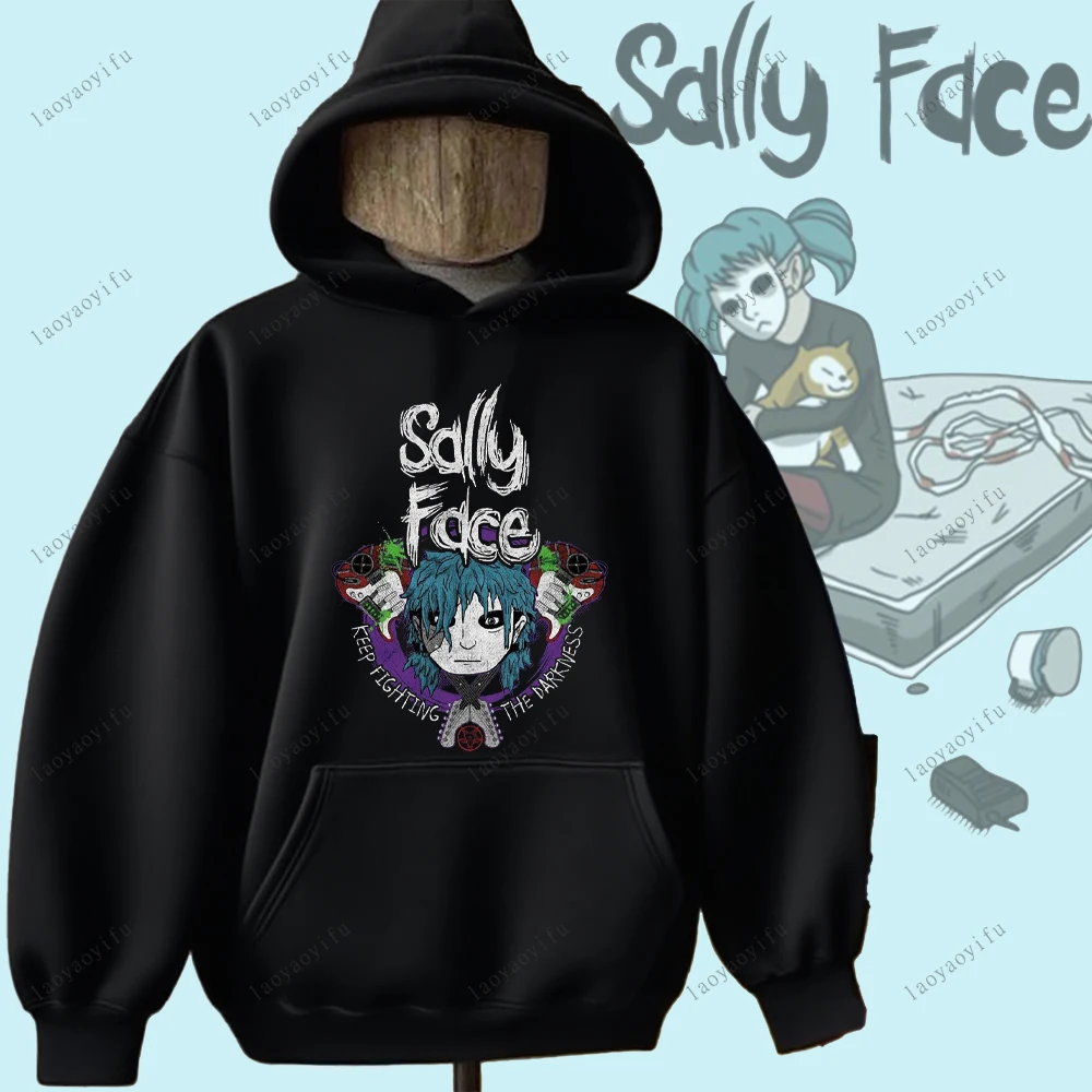 Sally Face Hoodie Horror und Mystery Game Sally Face Pullover Bequemer Persönlichkeits-Hoodie Hip-Hop-Hoodie-Sweatshirt bedruckt