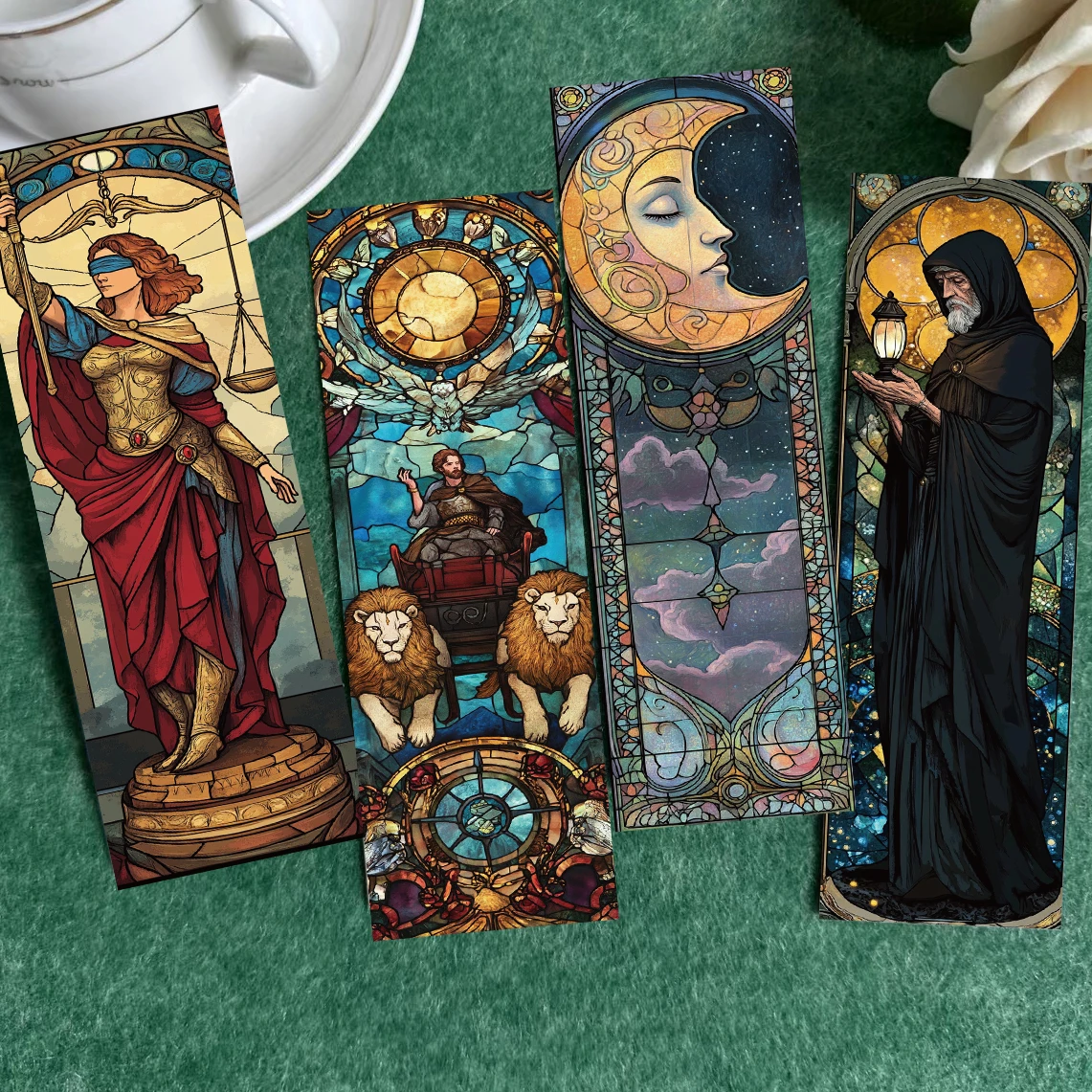 30 Stück Buntglas-Tarot-Lesezeichen, einzigartiges Design, einfacher kreativer künstlerischer Stil, exquisite Handwerkskunst, praktische Haftnotizen Image