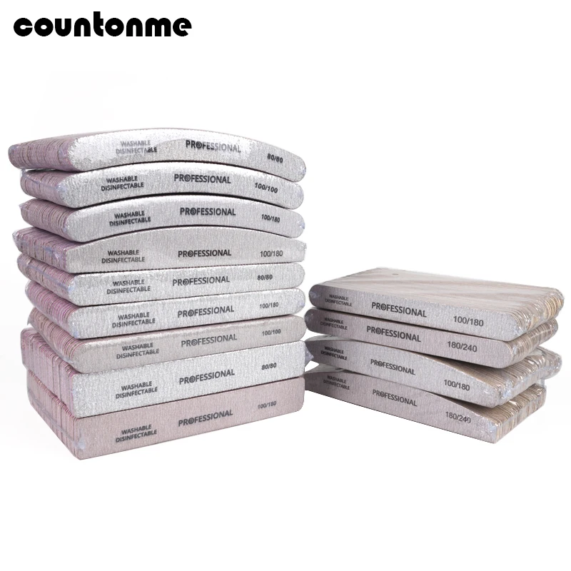 50 stücke Professionelle Nagel Datei 80/100/180/240 Grau Maniküre Puffer Block Mix Stil Schmirgelbrett Pediküre Schleifen Nagel salon Werkzeuge Image