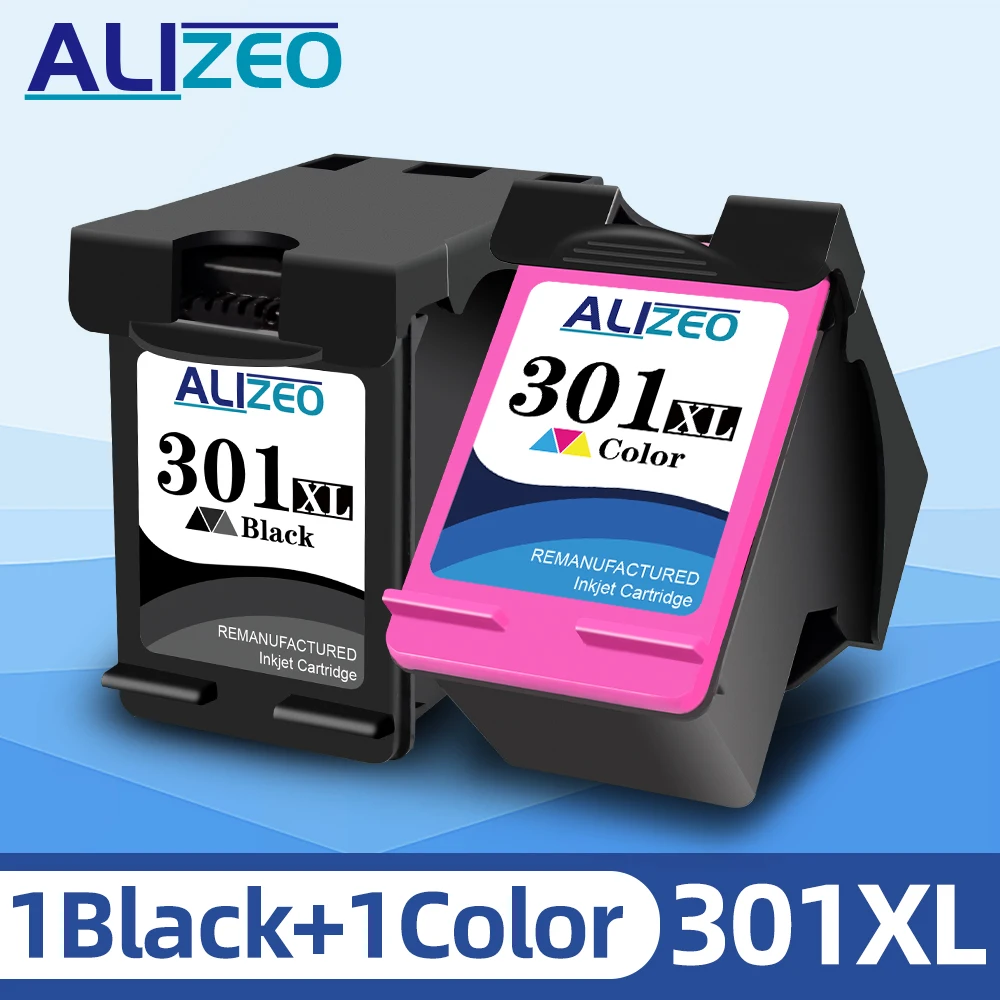 Alizeo wiederaufbereitete Tintenpatrone für HP 301 301XL, kompatibel mit HP301 Deskjet 2050 1000 1050 2510 3000 3054 Envy 4500 4502 Image