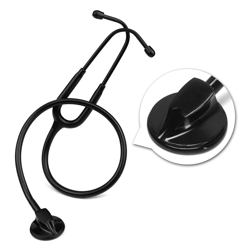 Ganz schwarzes medizinisches Kardiologie-Arzt-Stethoskop, professionelles medizinisches Herz-Stethoskop, Krankenschwester, Studenten, medizinische Geräte Image