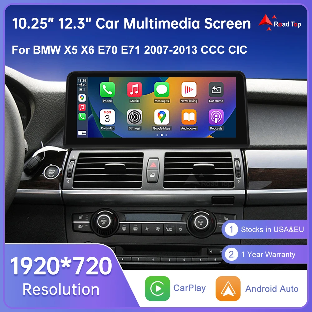 Drahtlose Carplay Touchscreen Für BMW X5 E70 X6 E71 2007-2013 CCC CIC Display Radio Android Auto Auto multimedia-Player Image