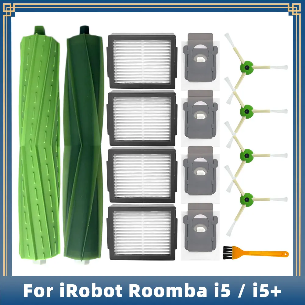 Kompatibel für iRobot Roomba i5 / i5+ Plus / i5152 Roboter Staubsauger Ersatzteile Zubehör Hauptseitenbürste Hepa-Filter Staubbeutel Image
