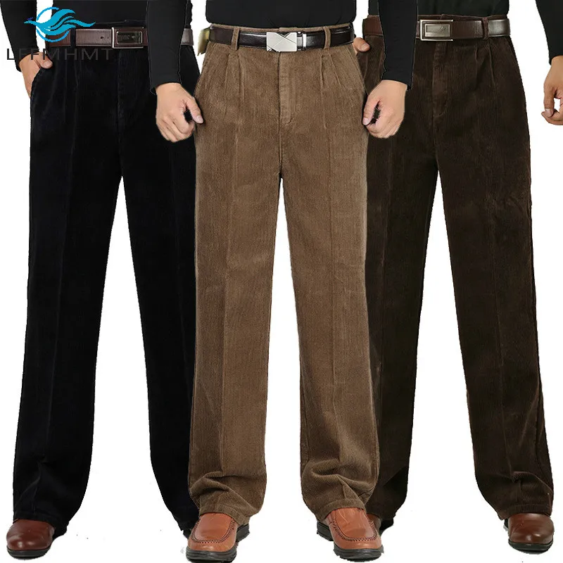 Winter Herbst Mode Cord Vintage Einfarbig Hosen Für Männer Männlich Japan Stil Harajuku Beiläufige Lose Hohe Taille Dicke Hose