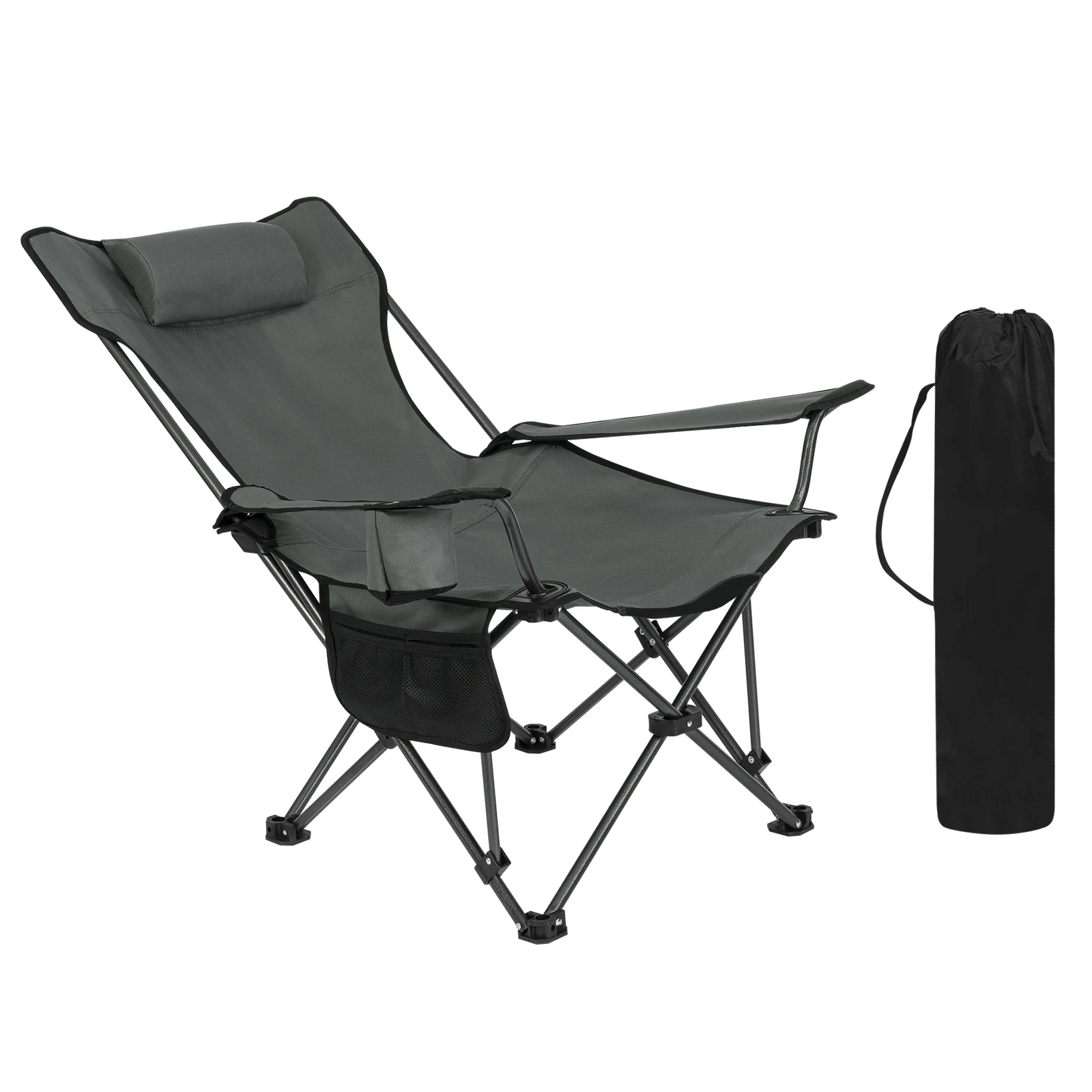 WOLTU Klappbarer Campingstuhl, leichter Outdoor-Strandstuhl mit Kopfstütze, Getränkehalter, Tragetasche für Angeln, Wandern, Picknick Image