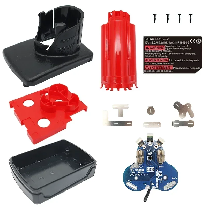 M12 Batterie Kunststoff Fall PCB Platine Shell Für Milwaukee 12V 10,8 V 3,0 Ah 6,0 Ah 9,0 Ah 48-11-2411 Li-Ion Batterie Box Gehäuse Image