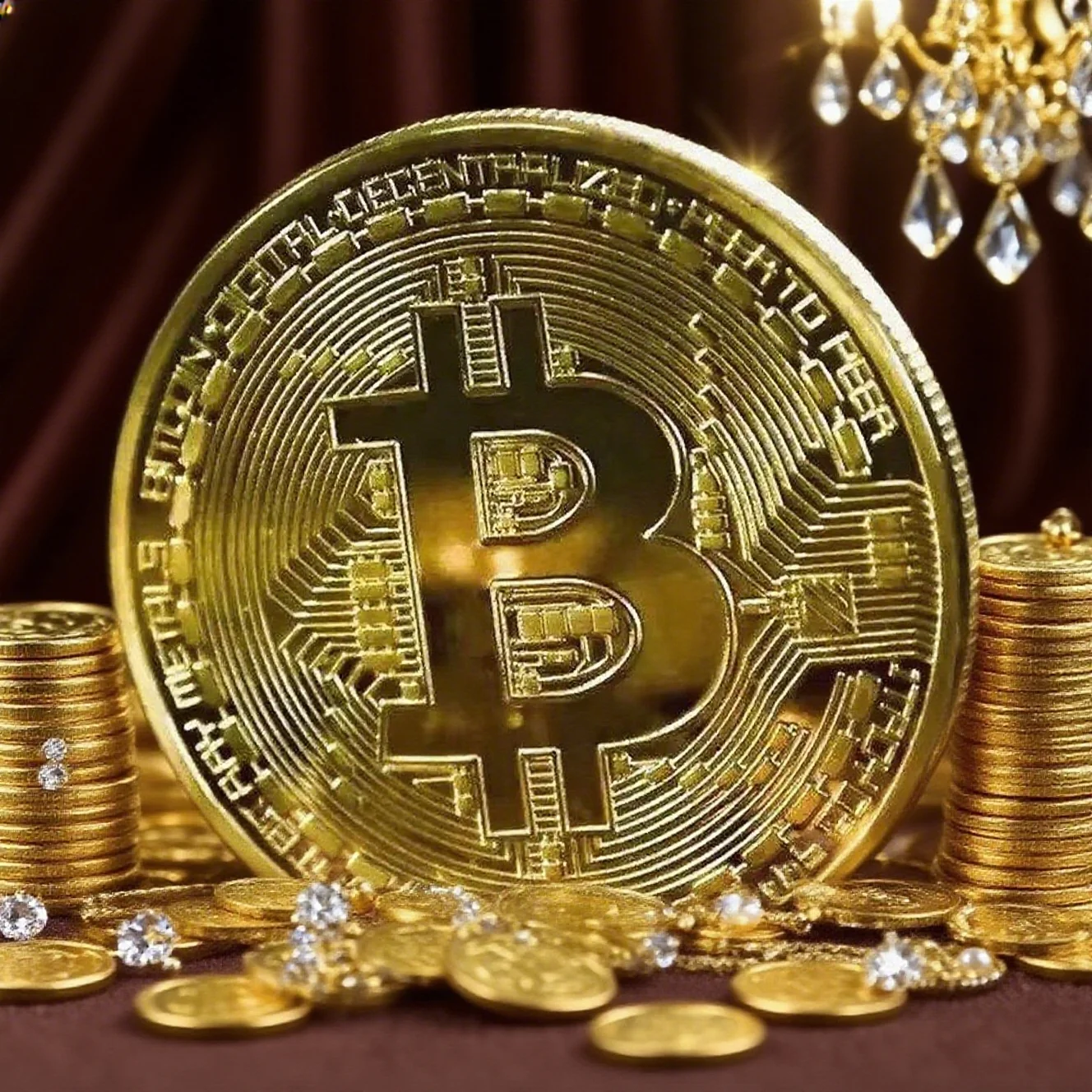 Vergoldete Bitcoin-Sammelmünze, physisches BTC Casascius Metall-Gedenkkunstgeschenk, antike Imitation von Bit Kryptowährung Image
