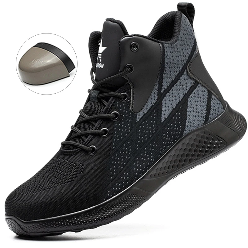 Herren-Sicherheitsschuhe, pannensichere Arbeitsschuhe, leichte Arbeitsschuhe, Herren, Stahlkappe, Anti-Smash-Sicherheitsstiefel, unzerstörbare Schuhe Image
