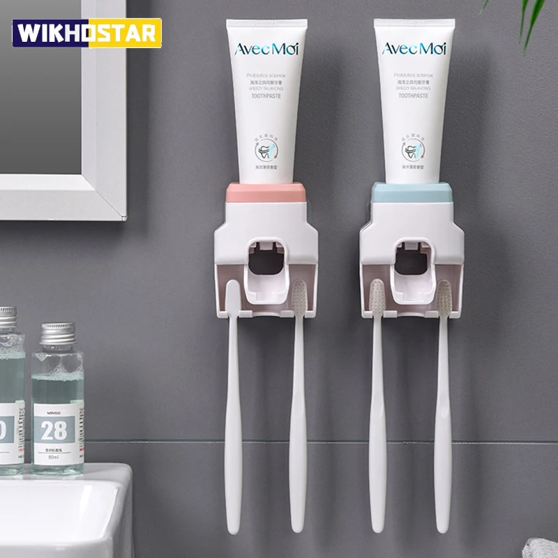 WIKHOSTAR Kreative Lazy Automatische Zahnpasta Spender Zahnpasta Squeezer Zahnbürste Halter Bad Zubehör Lagerung Rack Image