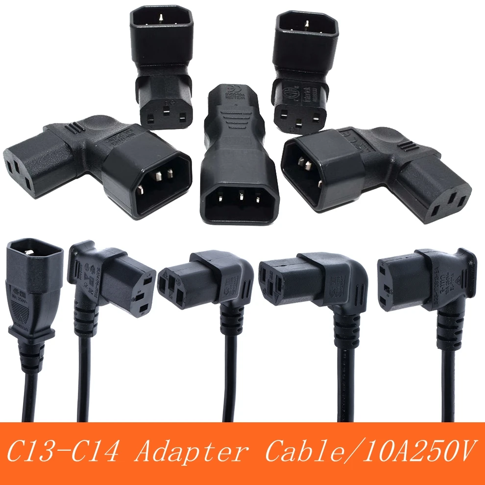 IEC60320 C13 Winkelkonverter Winkelverlängerungskabel C13 auf C14 PDU Up Down rechtwinklige Stromkabel Stecker auf Buchse AC-Netzkabel Image