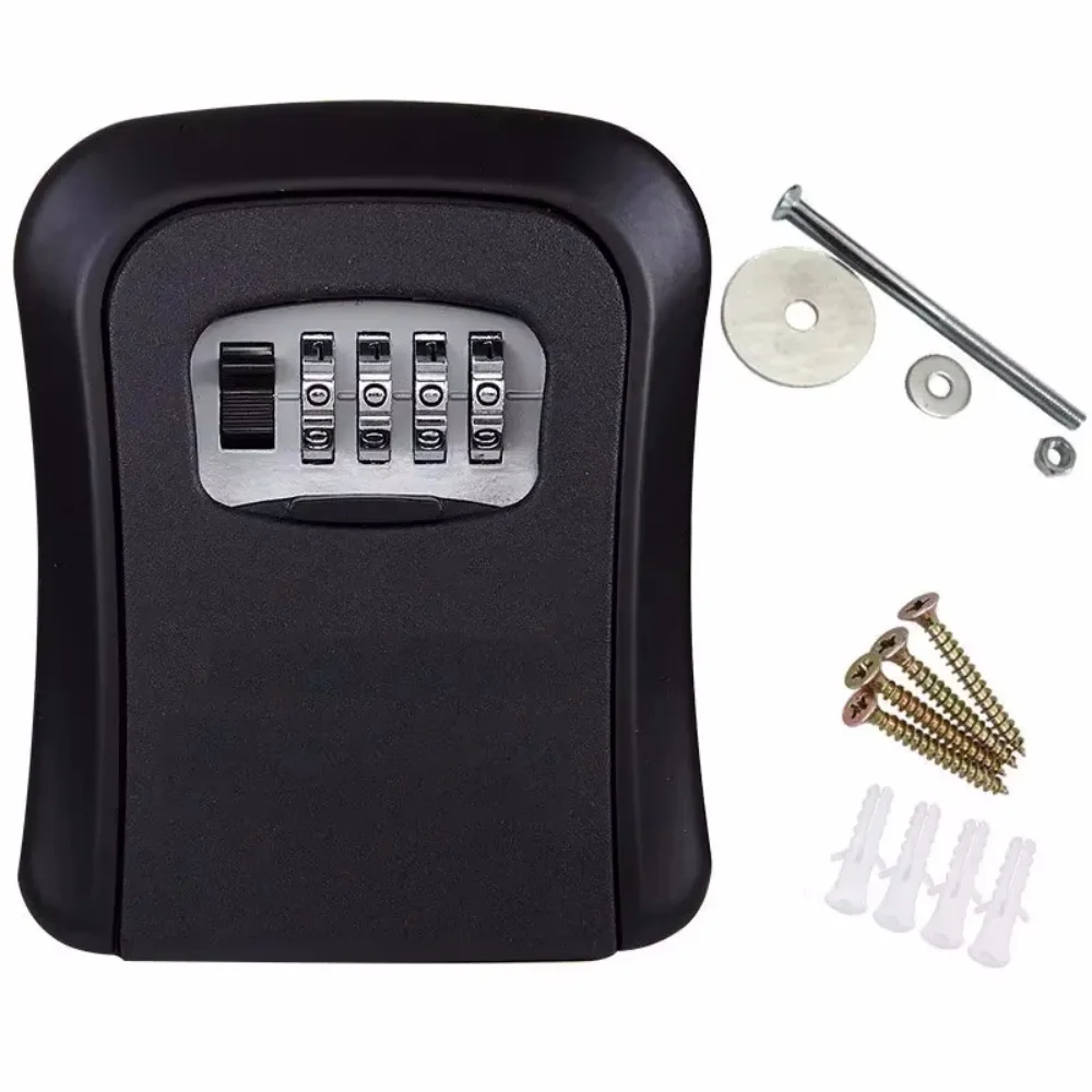 An der Wand montierter Schlüsselaufbewahrungs-Geheimbox-Organizer, 4-stellige Kombination, Passwort, Sicherheitscode, Schloss, kein Schlüssel, Zuhause, Schlüsselsafe