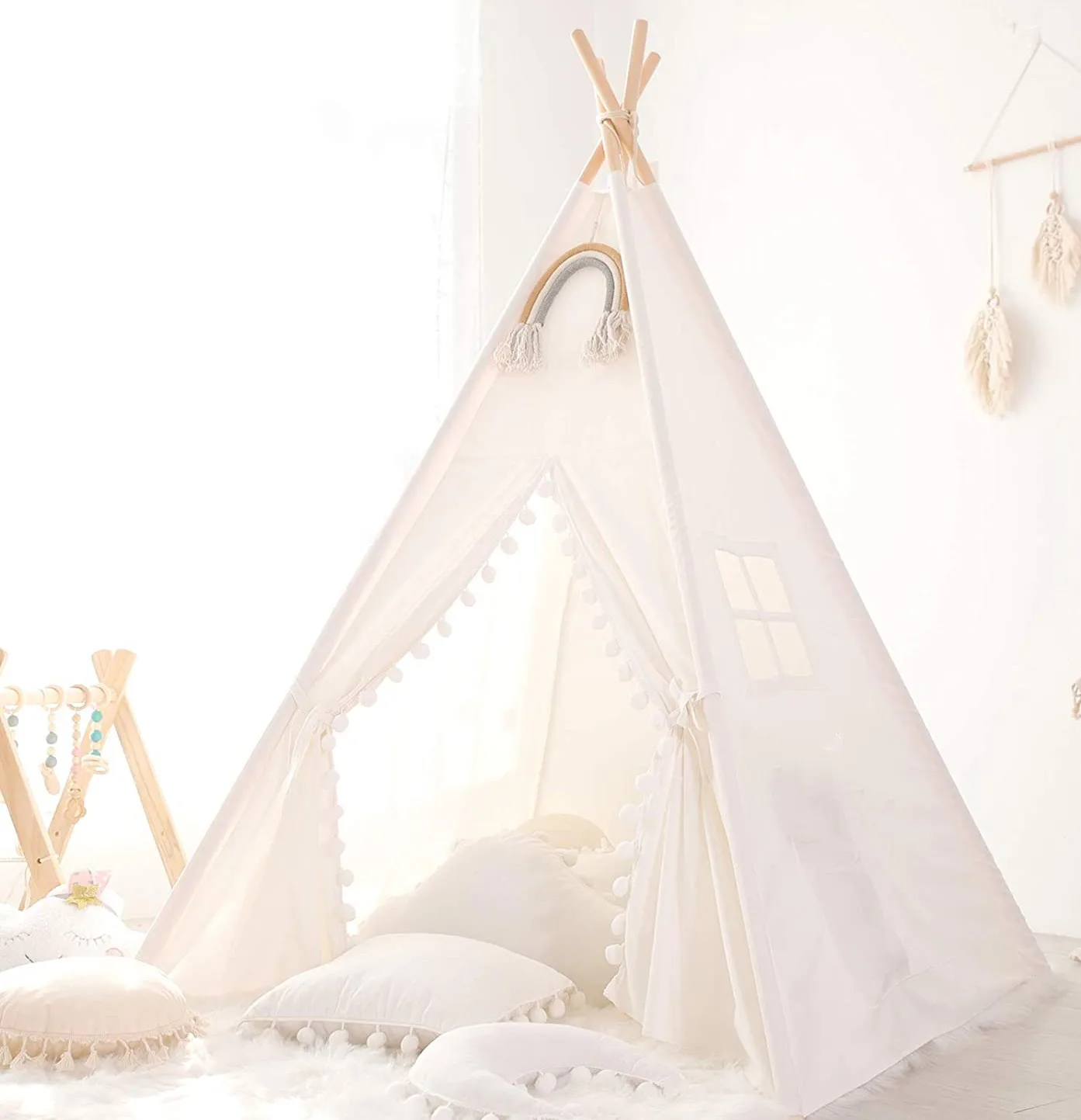 1,6 m/1,3 m Kind Zelt Indoor Spielhaus Wigwam für Kind Tragbare Kind Tipi Zelte Tipi Kleinkind Ball Pit mädchen Schloss Spielzimmer Image