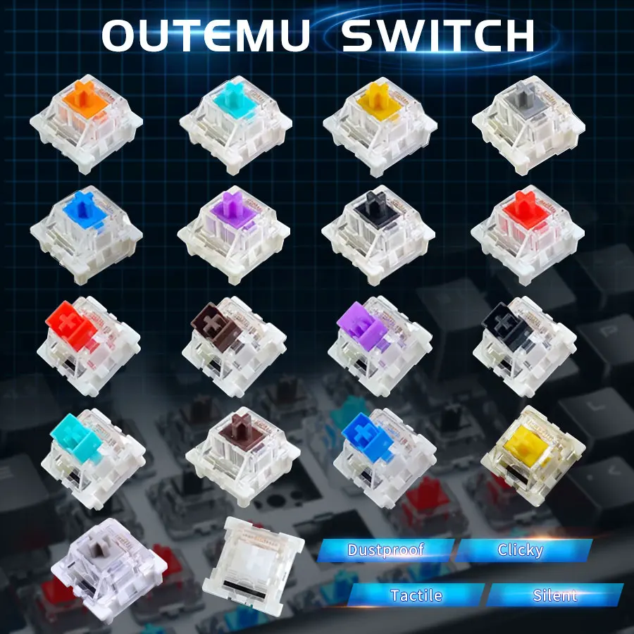 Outemu Schalter für Tastatur 3Pin Staubdicht Linear Tactile Clicky Silent Switches für MX Mechanische Tastaturen Gaming Switch DIY Image