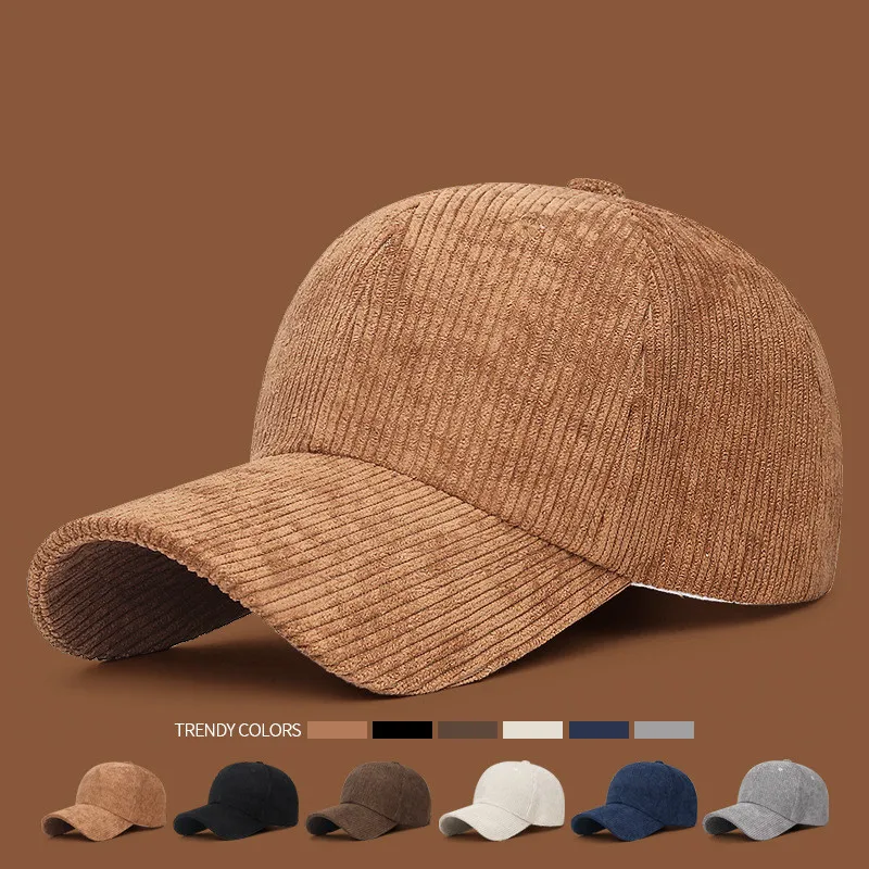 Vielseitige, lässige und bequeme Entenschnabelkappe – einfarbige Unisex-Sonnenschutz-Baseballkappe aus Cord Image