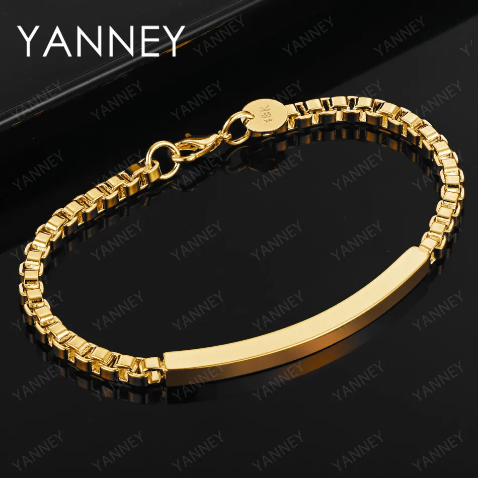 Mode 925 Sterling Silber 18 Karat Gold Frauen 8 Zoll 4mm Box Kette Armband für Charme Männer Punk Party Schmuck Zubehör